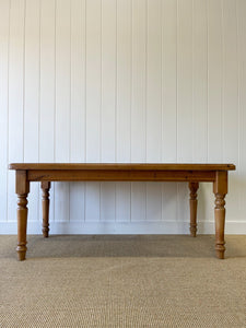 Vintage English Country Pine Waxed 6ft Dining Harvest Table