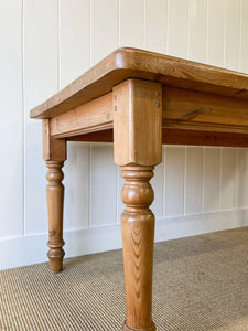 Vintage English Country Pine Waxed 6ft Dining Harvest Table