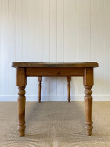 Vintage English Country Pine Waxed 6ft Dining Harvest Table