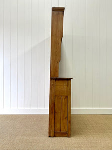 A Beautiful Pine Welsh Dresser or Cupboard with Wood and Brass Hardware c1890