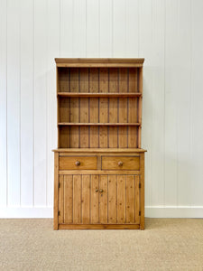 A Beautiful Pine Welsh Dresser or Cupboard with Wood and Brass Hardware c1890