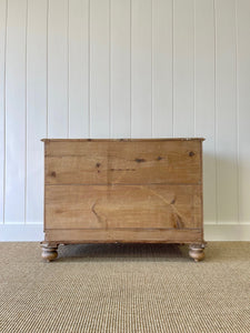 An English Pine Low Chest of Drawers Dresser with Wooden Knobs c1890