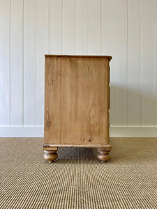 An English Pine Low Chest of Drawers Dresser with Wooden Knobs c1890