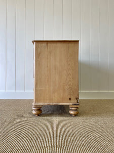 An English Pine Low Chest of Drawers Dresser with Wooden Knobs c1890
