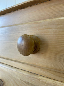 An English Pine Low Chest of Drawers Dresser with Wooden Knobs c1890