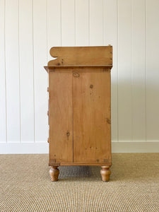 An English Pine Chest of Drawers Dresser with Gallery c1880
