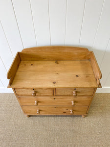 An English Pine Chest of Drawers Dresser with Gallery c1880
