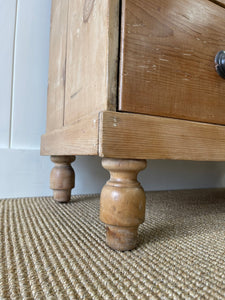 An Antique English Pine Chest of Drawers Dresser with Dark Wooden Knobs c1890
