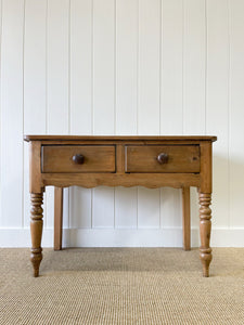 Antique English Country Pine Console Table with Drawers c1890