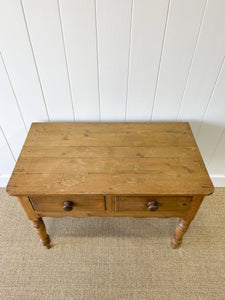 Antique English Country Pine Console Table with Drawers c1890