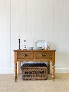 Antique English Country Pine Console Table with Drawers c1890