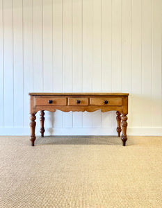 Antique English Country Pine Console Table or Sideboard with Drawers c1890