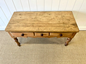 Antique English Country Pine Console Table or Sideboard with Drawers c1890