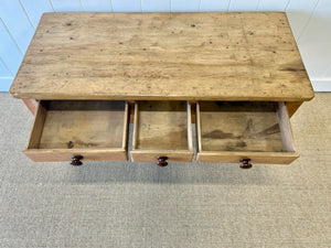 Antique English Country Pine Console Table or Sideboard with Drawers c1890