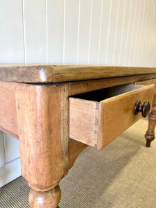 Antique English Country Pine Console Table or Sideboard with Drawers c1890