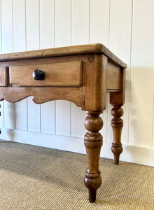 Antique English Country Pine Console Table or Sideboard with Drawers c1890