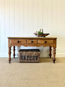 Antique English Country Pine Console Table or Sideboard with Drawers c1890