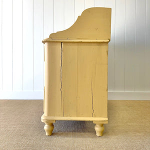 An Antique English Yellow Painted Pine Chest of Drawers Dresser c1890