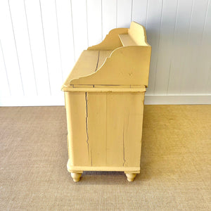 An Antique English Yellow Painted Pine Chest of Drawers Dresser c1890