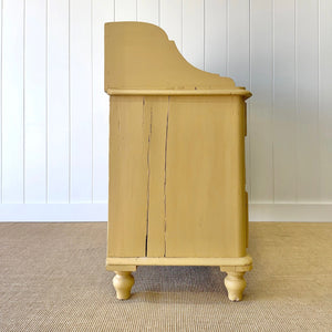 An Antique English Yellow Painted Pine Chest of Drawers Dresser c1890