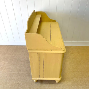 An Antique English Yellow Painted Pine Chest of Drawers Dresser c1890