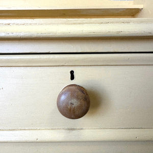 An Antique English Yellow Painted Pine Chest of Drawers Dresser c1890