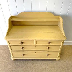 An Antique English Yellow Painted Pine Chest of Drawers Dresser c1890