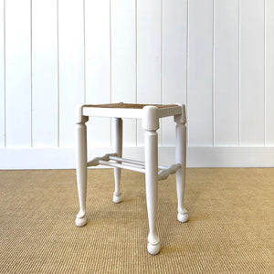 A Painted Stool with Rush Seat and Spoon Feet