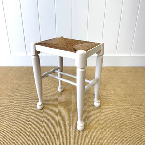 A Painted Stool with Rush Seat and Spoon Feet