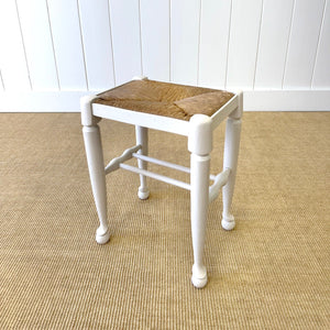 A Painted Stool with Rush Seat and Spoon Feet
