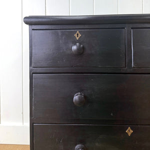 An Ebonized English Pine Chest of Drawers Dresser c1890