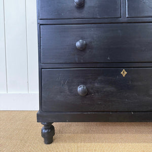 An Ebonized English Pine Chest of Drawers Dresser c1890