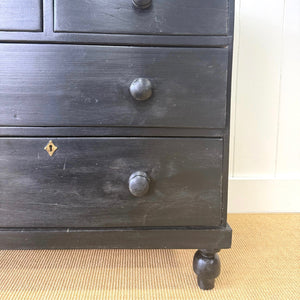 An Ebonized English Pine Chest of Drawers Dresser c1890