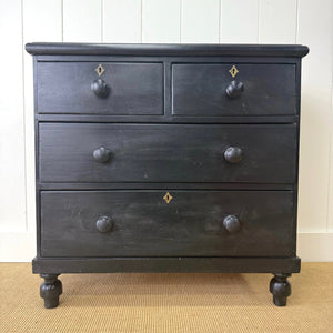 An Ebonized English Pine Chest of Drawers Dresser c1890