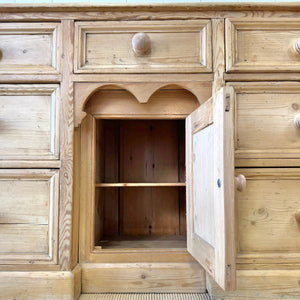 An English Country 7 Drawer Pine Buffet or Sideboard