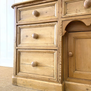An English Country 7 Drawer Pine Buffet or Sideboard