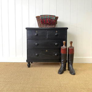 An Ebonized English Pine Chest of Drawers Dresser c1890