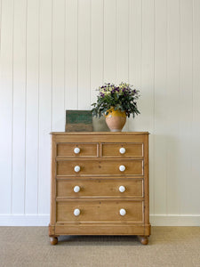 A Large English Pine Chest of Drawers Dresser on Ball Feet c1890