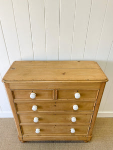 A Large English Pine Chest of Drawers Dresser on Ball Feet c1890