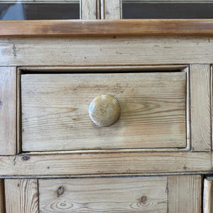 A 19th Century English Pine Bookcase Cabinet or Hutch with Glazed Doors