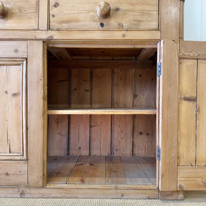 A 19th Century English Pine Bookcase Cabinet or Hutch with Glazed Doors