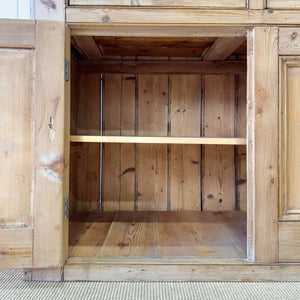 A 19th Century English Pine Bookcase Cabinet or Hutch with Glazed Doors