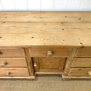 An English Country 7 Drawer Pine Buffet or Sideboard