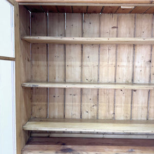 A 19th Century English Pine Bookcase Cabinet or Hutch with Glazed Doors
