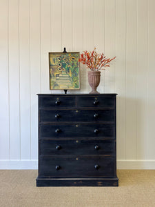 An English Ebonized Pine Black Chest of Drawers Dresser c1890