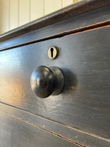 An English Ebonized Pine Black Chest of Drawers Dresser c1890