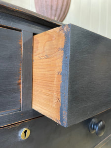 An English Ebonized Pine Black Chest of Drawers Dresser c1890