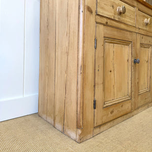 A 19th Century English Pine Bookcase Cabinet or Hutch with Glazed Doors