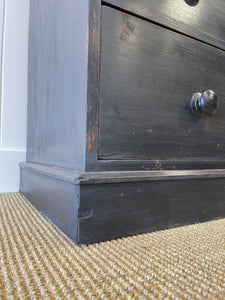 An English Ebonized Pine Black Chest of Drawers Dresser c1890