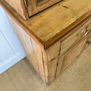 A 19th Century English Pine Bookcase Cabinet or Hutch with Glazed Doors